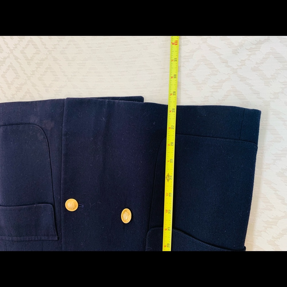 Vintage Lauren Ralph Lauren Navy Wool Crested Blazer Pocket Patch Size 8 - Picture 10 of 10